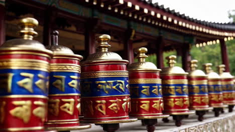 prayer wheels in a chinese temple