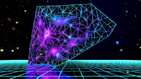 abstract neon wireframe grid in digital space