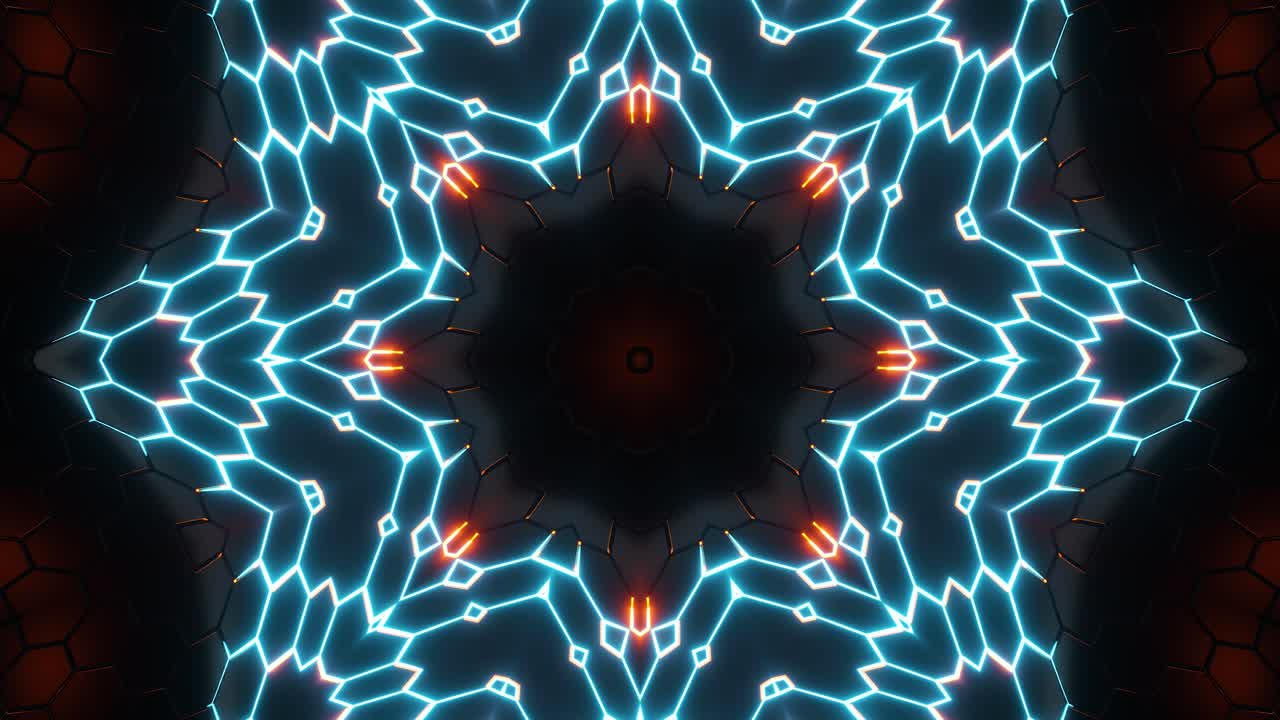 primer plano de una lámpara de diseño circular. caleidoscopio vj bucle