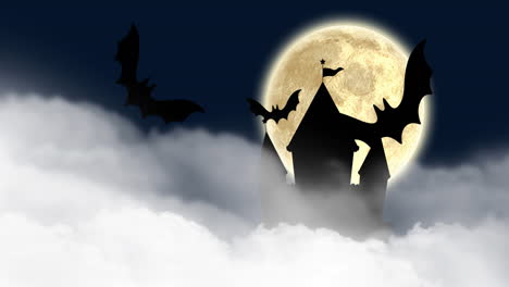 animación de murciélagos voladores sobre el cielo nocturno