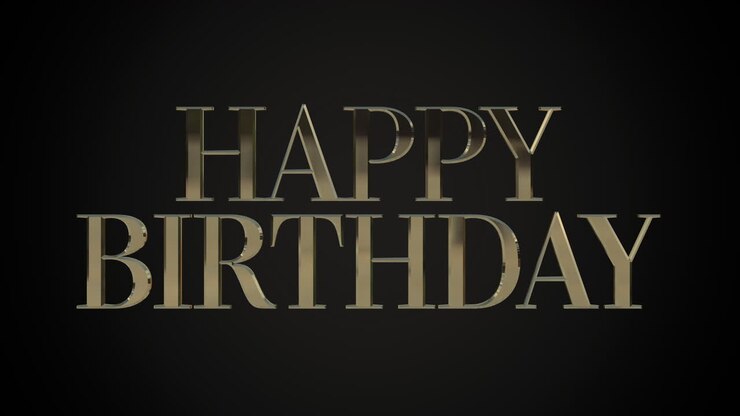 Happy Birthday with gold text on black gradient