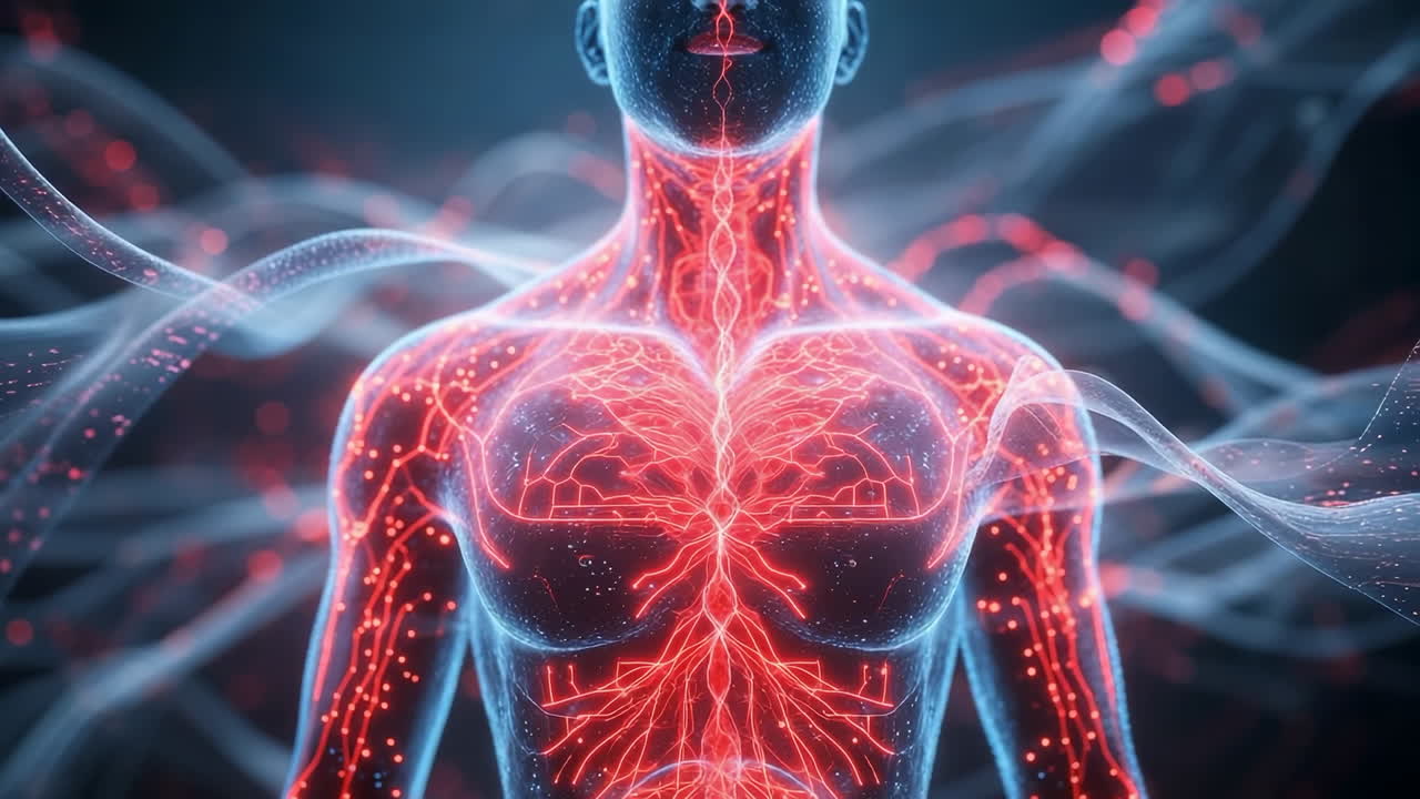 Abstract Human Body with Glowing Neural Network