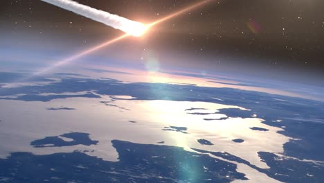 asteroid impact simulation over earth
