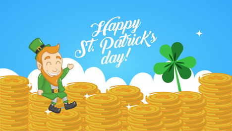 st patricks day animated card with elf ad treasure coins