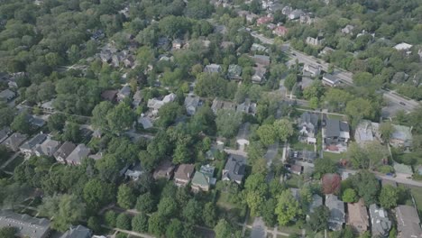 aerial footage of a suburb neighborhood north of chicago, illinois in the summer