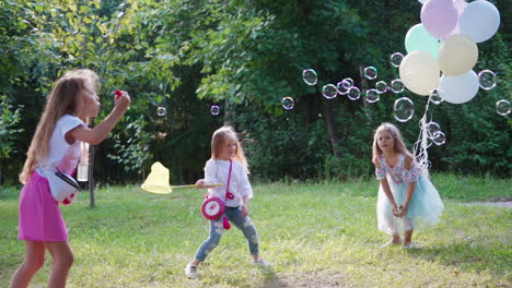 active kids in park. happy group of kids playing at the park