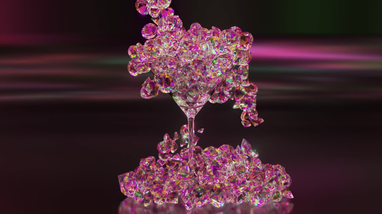 마르티니 컵에 있는 다이아몬드