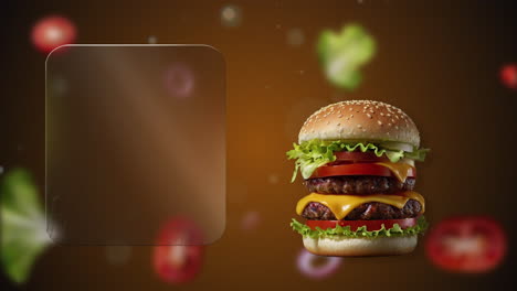 double cheeseburger food footage for your menu marketing - clean glass panel reveals in sync with dish, perfect for promos