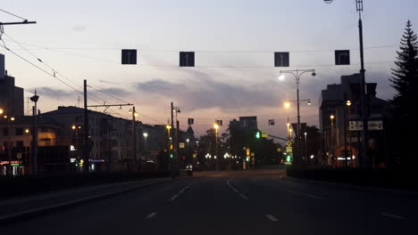 empty city street at dawn/dusk