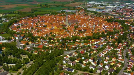 aerial view of old town of the city nördlingen in germany