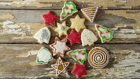 Falling-snow-with-Christmas-cookies-decoration