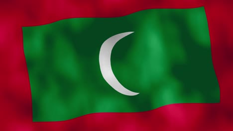 Close-up-animation-of-national-flag-of-Republic-of-Maldives-waving-in-full-screen