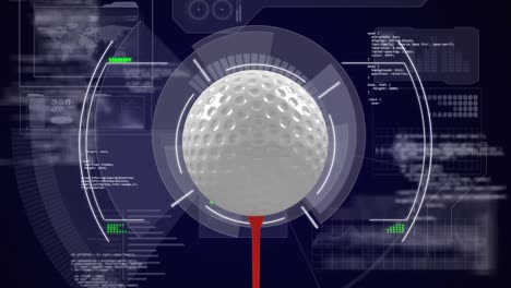 animation of digital data processing on screen over golf ball