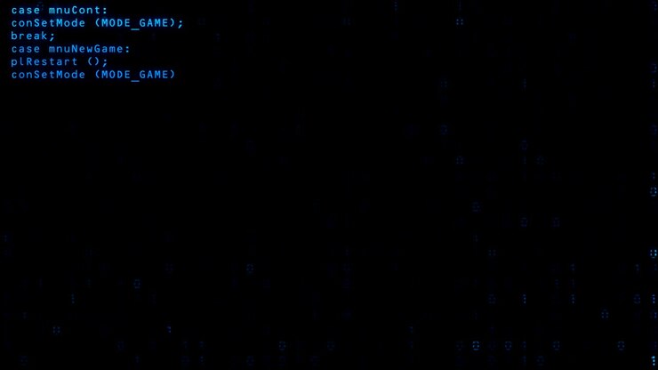 Programming code running down a old computer screen terminal with binary background . 4k loop