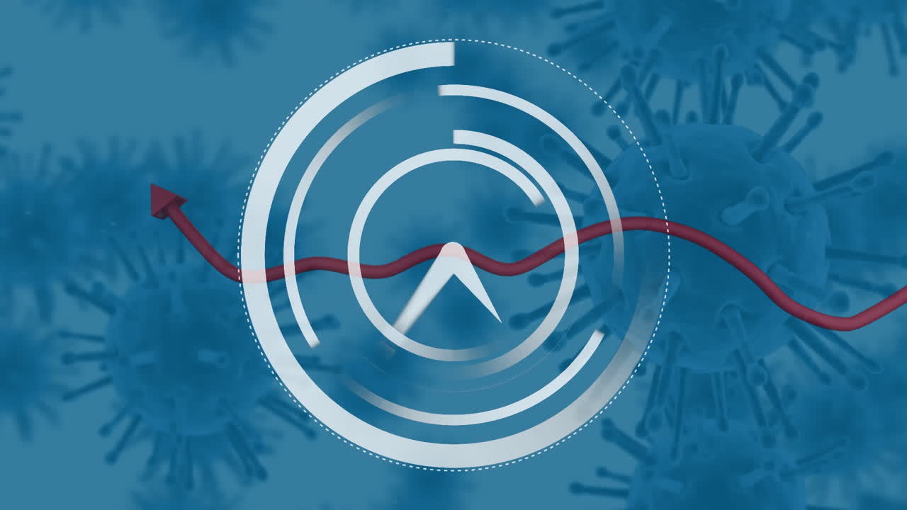 코로나19 세포에 맞서 움직이는 시계와  ⁇ 은 화살표