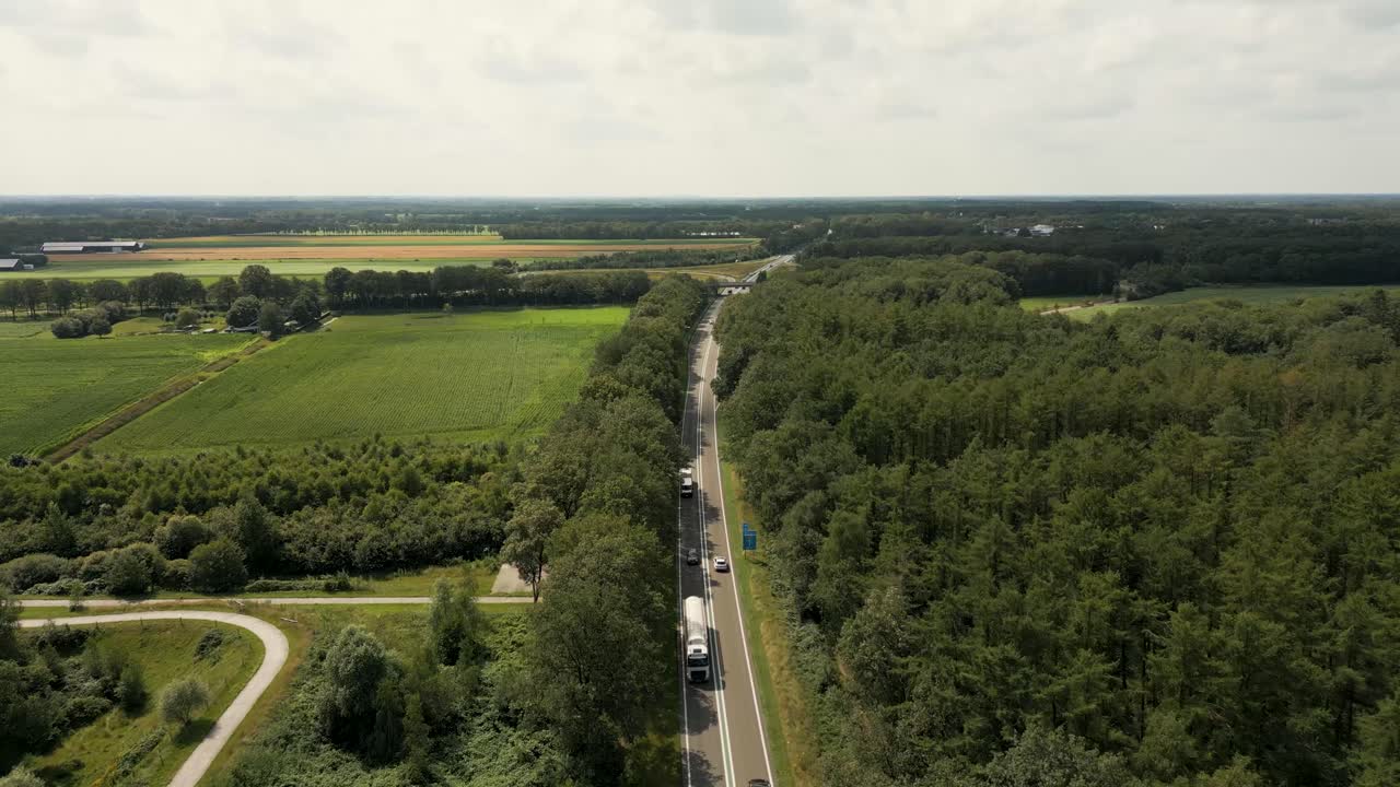 Aerial View of a Road Through Countryside