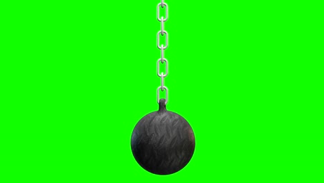 wrecking ball. demolition sphere hanging on chains.