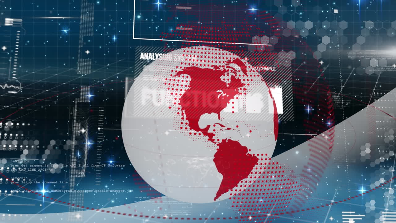 전 세계에 걸쳐 컴퓨터 언어의 애니메이션, 여러 텍스트, 추상적인 배경에 대한 그래프