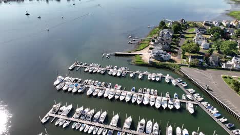 an aerial view of a marina on a sunny day in norwalk, connecticut