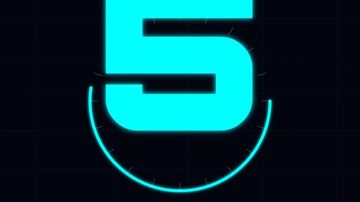 Digital Countdown Timer with Glowing Cyan Numbers