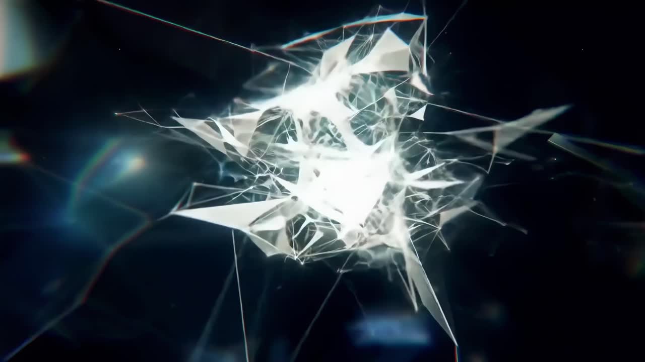 Video astratto con linee geometriche dinamiche ed effetti luminosi, ripreso da un angolo dall'alto
