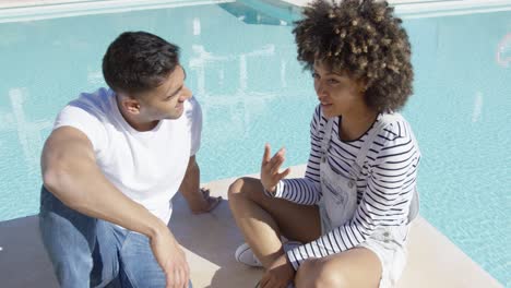 young couple in a serious chat