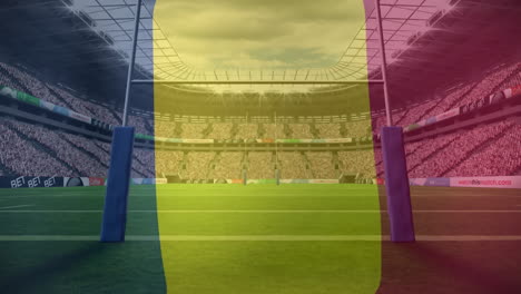 animation of flag of belgium over empty stadium
