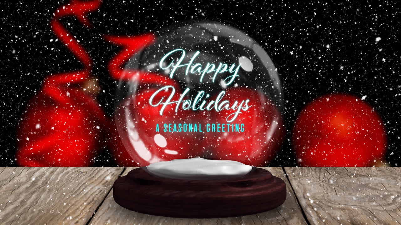 계절 인사와 눈이 떨어지는 위에 떨어지는 별과 함께 눈 지구의 애니메이션