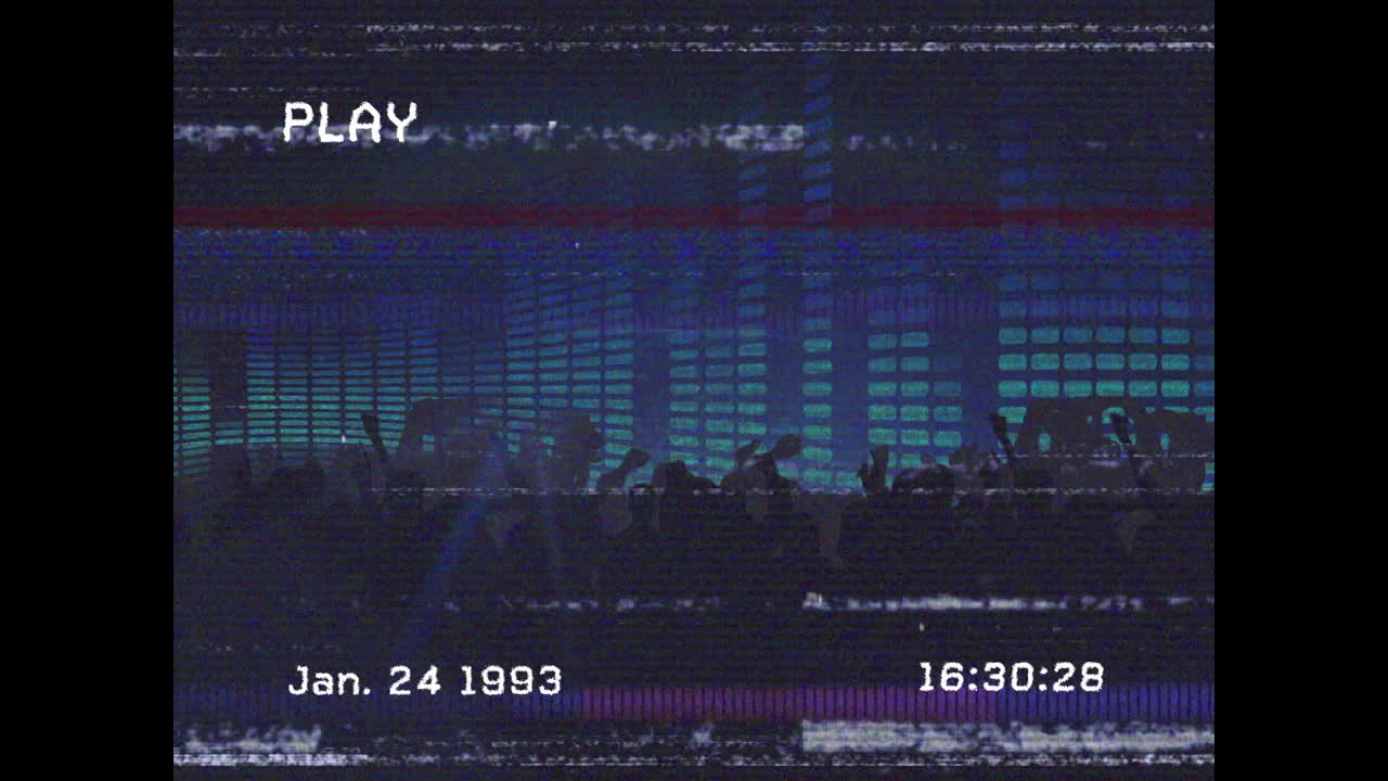 춤추는 군중의 빈티지 비디오