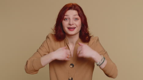 smiling woman with red hair