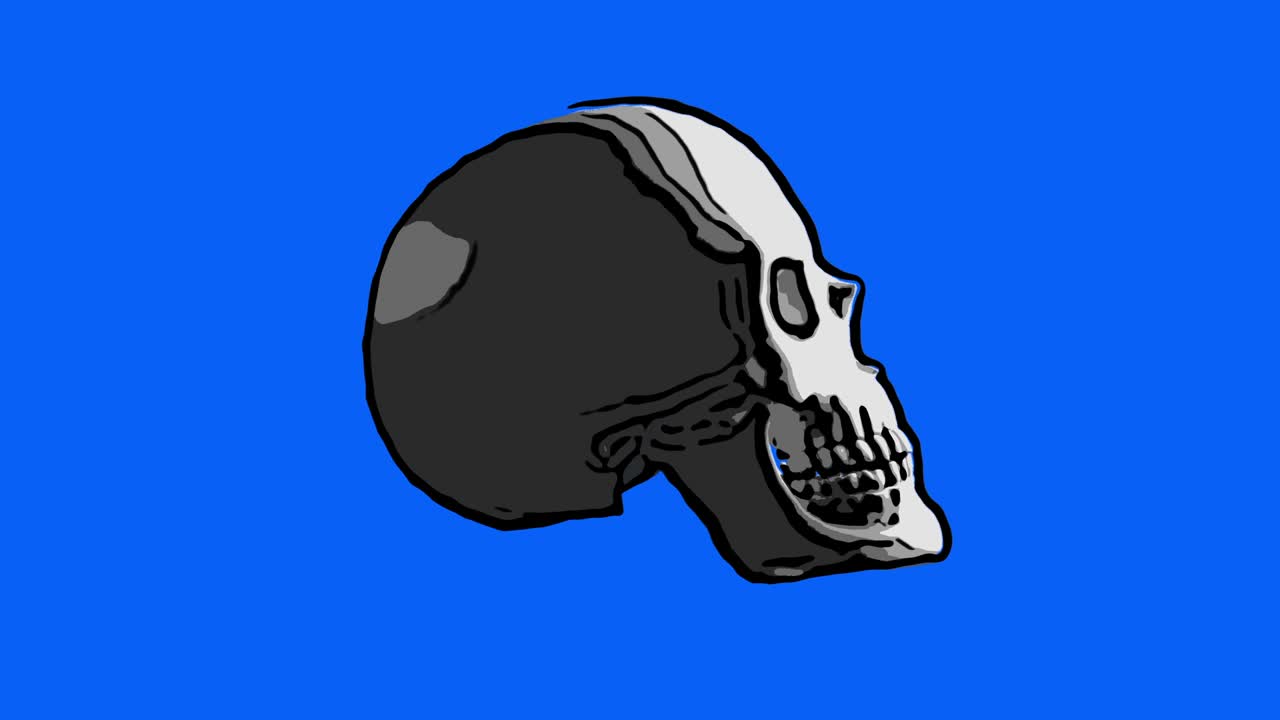 Sketch of a skull spinning