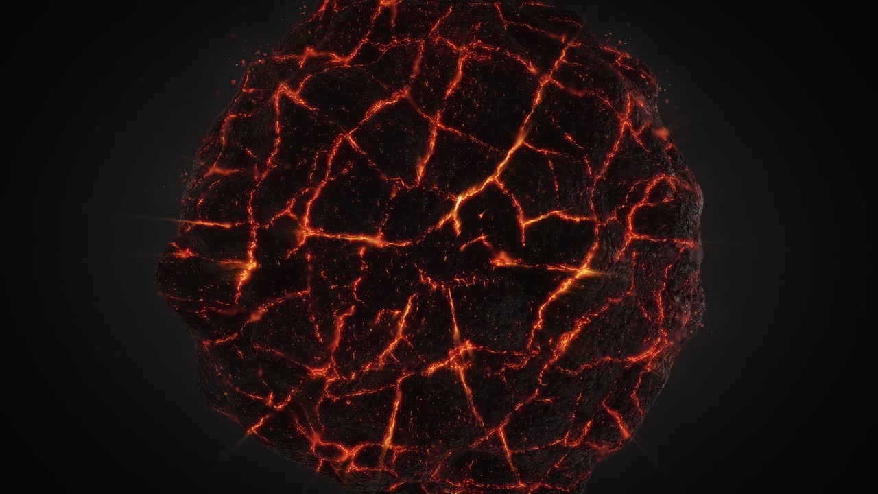orbe de lava en 3d abstracto sobre un fondo oscuro