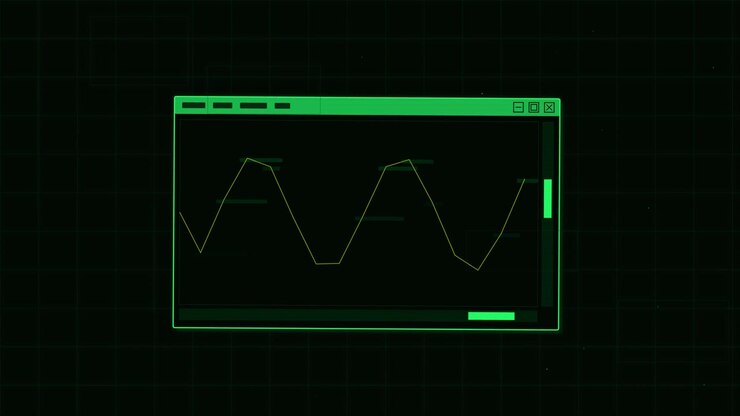 Gráfico de líneas digital que muestra datos fluctuantes en pantalla