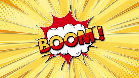 comic-style 'boom!' text with dynamic background