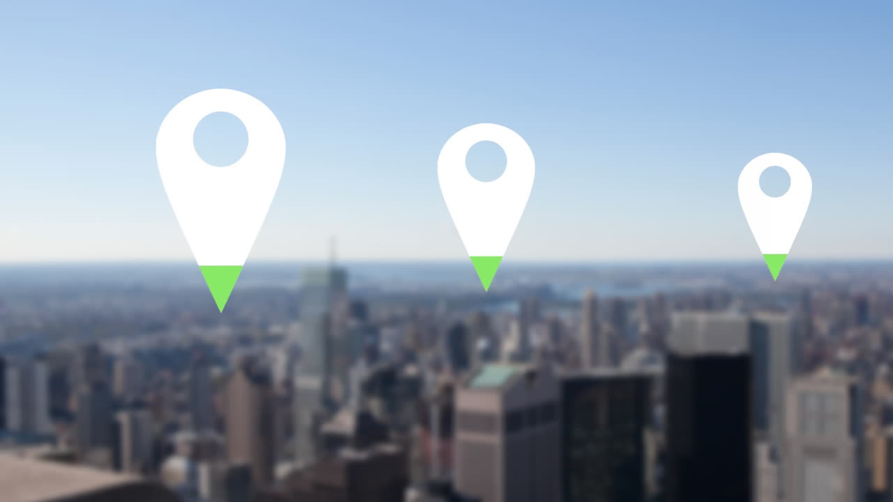 alfileres de ubicación sobre el paisaje