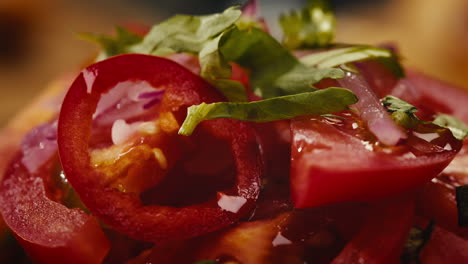 close-up of a fresh tomato salad