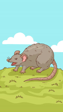 cartoon rat in a field