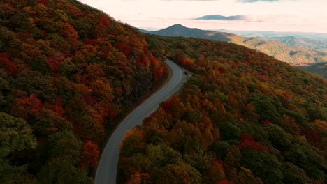 speed ramp on a winding road during autumn in the blue ridge mountains, north carolina