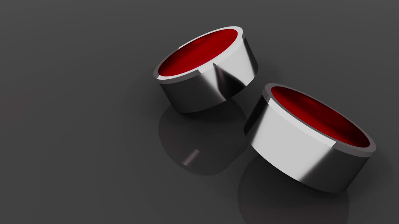 Abstract set of 3d cylinder with  glass reflection surface rotating on dark background. 4k animation looping render footage.