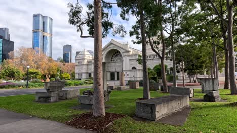 scenic view of gardens and historic architecture