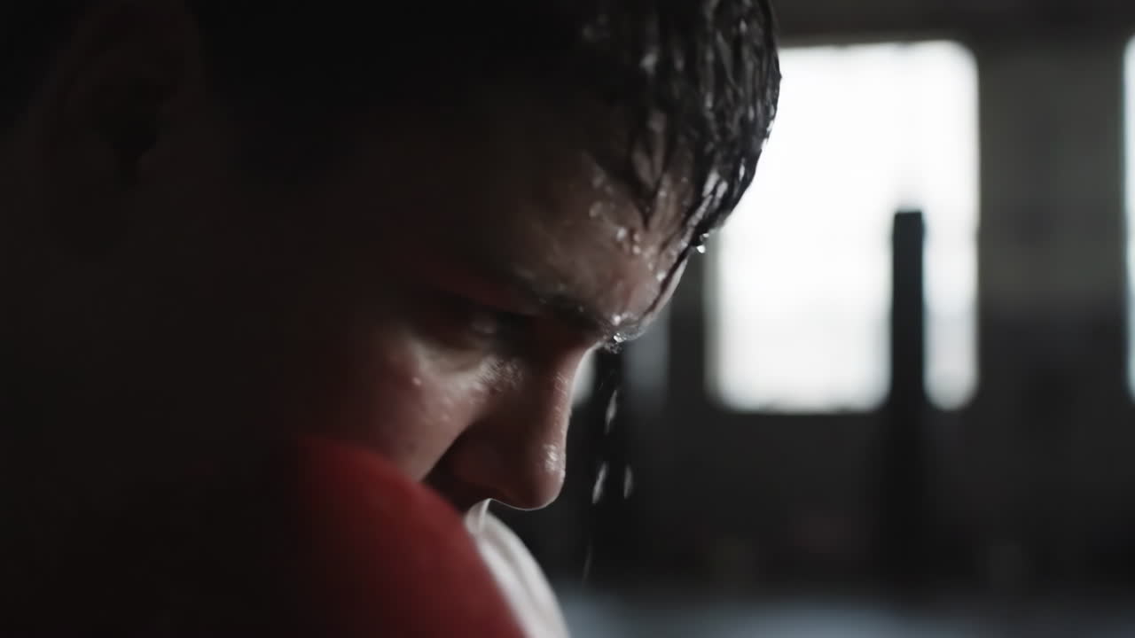 Close-up of a boxer training