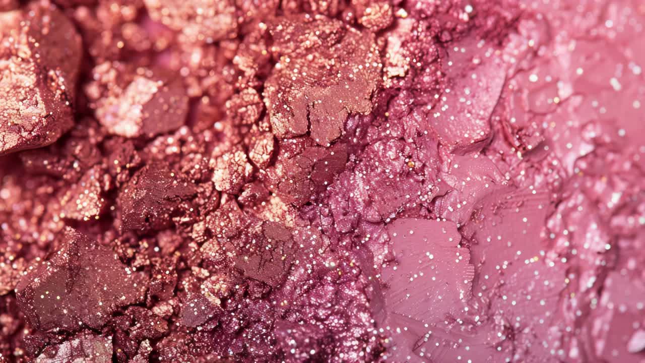 Close-up of Rose Gold and Pink Makeup Pigment Texture