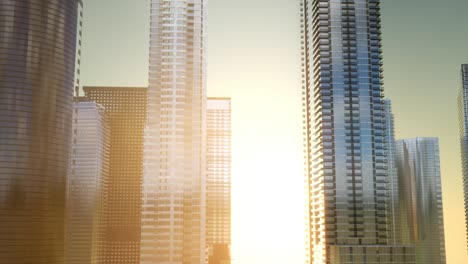 Business-skyscrapers-at-sunset