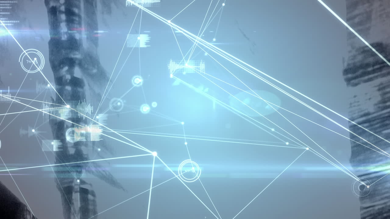 animación de redes de conexiones en interiores industriales