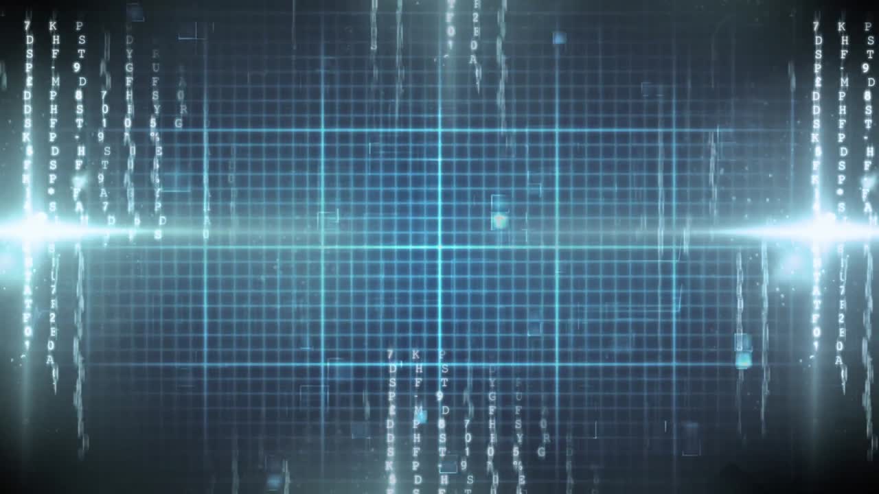 electrocardiograma digital contra un fondo de cuadrícula con partículas volando