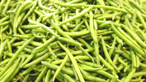 close-up of green beans at a market