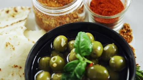 pickled green olives and spices