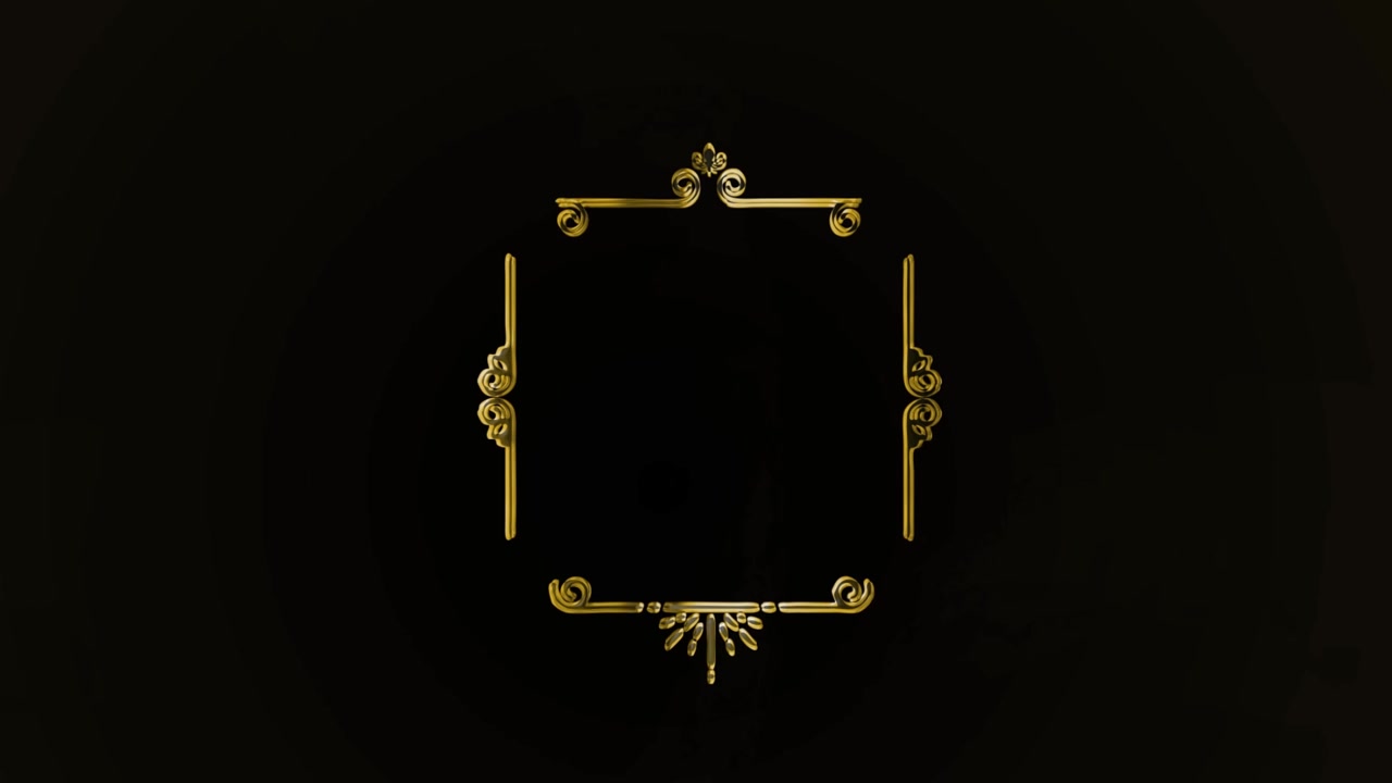 Elegante goldene Zierrahmen mit Amor-Motiven auf schwarzem Hintergrund