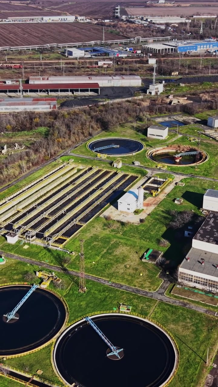 Water treatment facility located in rural area with fields nearby