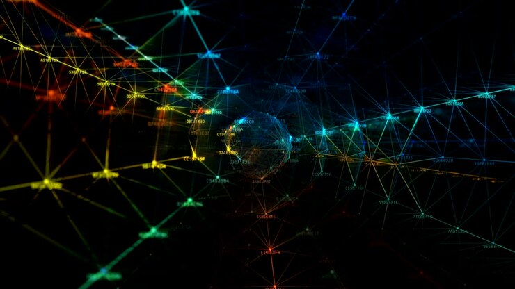 Block chain network and programming concept on technology background.